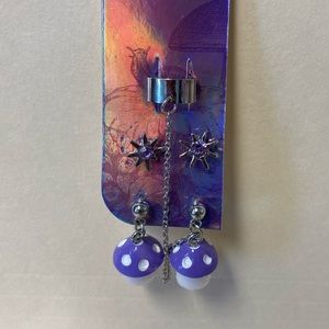 🍄Pastel Mushroom Cuff Earring Set🍄